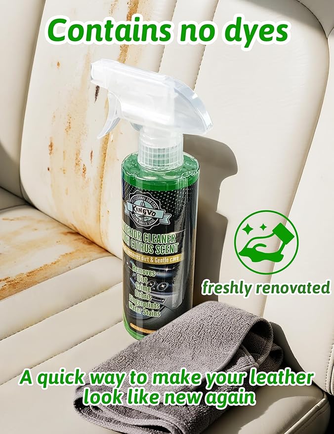 Kingvo Ceramic Coating Spray and Leather Seat Cleaner, Ceramic Car Wax for Couch Cleaning Spray Car Detailing Kit Washing Supplies