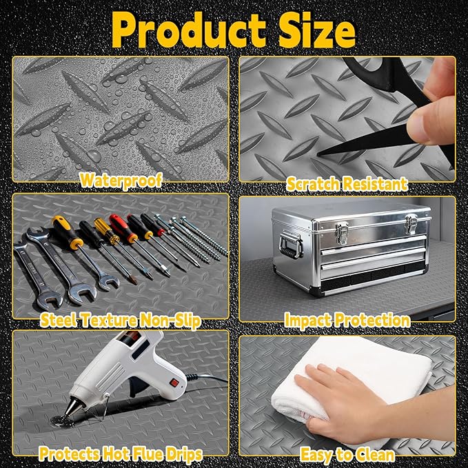 Workbench Mat, PVC Work Bench Mat with Non-Slip Texture, 2mm Thick Scratch & Stain Resistant Surface for Painting, Woodworking, Crafting, Building and Tool Protection (Grey, 23.62" x 47.24")