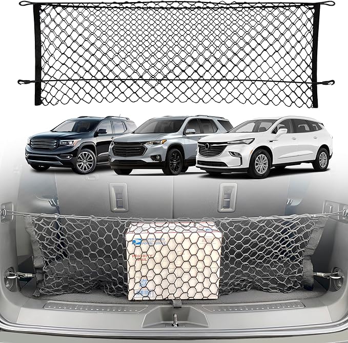 Envelope Style Trunk Mesh Cargo Net for GMC Acadia Buick Enclave Chevy Traverse 2010-2025, Automotive Exterior Accessories - Premium Car Storage Organizers, Cargo Bed Net For Pickup Truck
