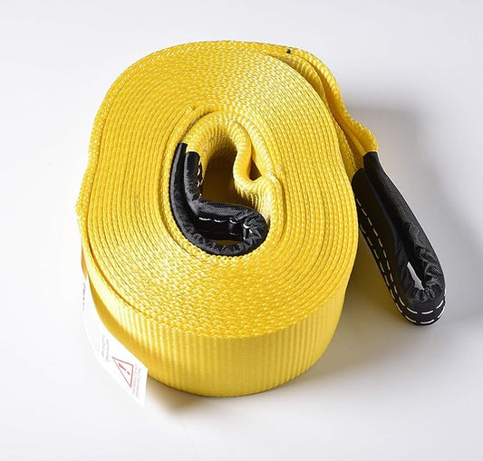 9 Ton 3 Inch 30 Ft. Polyester Tow Strap Rope 2 Loops 20,000 lb Towing Recovery by Alfa Wheels (3in 30ft 3x30 Yellow)
