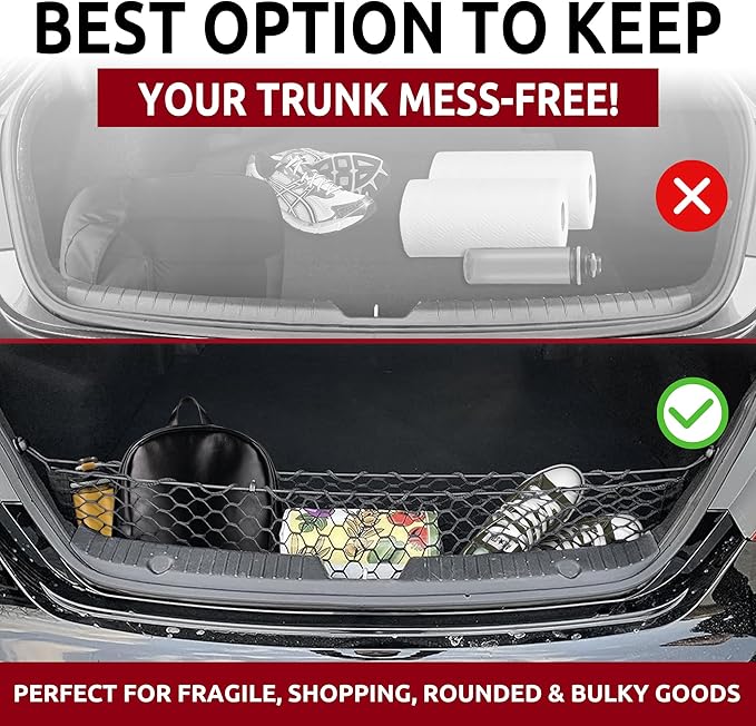 Envelope Style Trunk Cargo Net for Hyundai Sonata Limited SE GLS 2011-2024