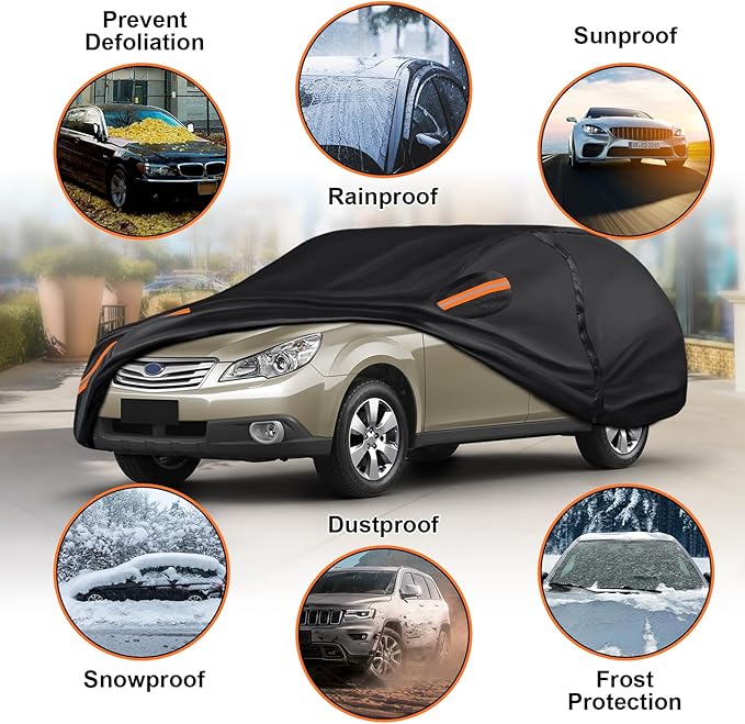 KEYOOG Car Cover Waterproof All Weather Fit for 2008-2024 MERC-edes-Benz C Series C300 C350 C63 AMG S, 600D Oxford Cloth Heavy Duty, Sun Hail Protector Seal Skin Outdoor Car Covers with Door Zipper