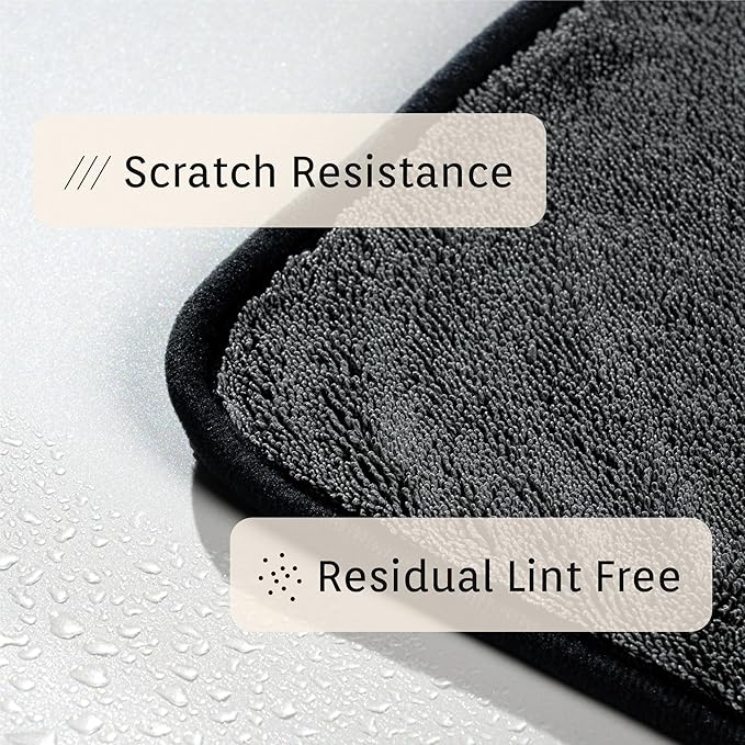 Twist Pile Extreme Absorbency Car Drying Detailing Soft Microfiber Towel 1000gsm (2-Pack, 33.4" x 29.5")