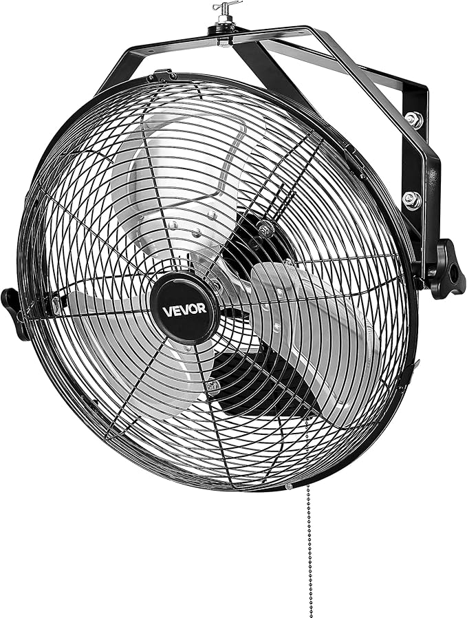 VEVOR 14 Inch Industrial Wall Mount Fan, High Velocity 2473 CFM Outdoor Fan with 3 Speeds, Waterproof IP44 Garage Wall with Aluminum Blades for Workshop, Warehouse, Greenhouse