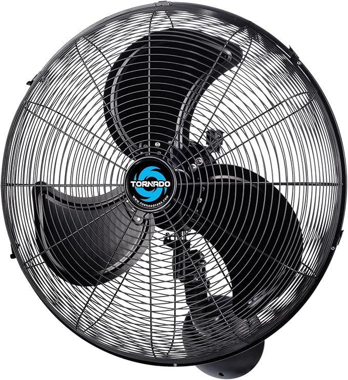 Tornado 20 Inch Pro Series High Velocity Waterproof Outdoor Wall Mount Fan, Oscillating Industrial, Commercial & Residential Fan, 3-Speed, 5250 CFM, 1550 RPM, 1/7 HP, 6.6 FT Cord, UL Listed