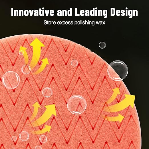 7-PCS Car Detailing Polishing Pad Set: Compatible with 6" Backing Plates, Features Dual Action Sponge Buffing Pads, Ideal for Use with Polishers to Perform Detailing, Waxing and Polishing Work