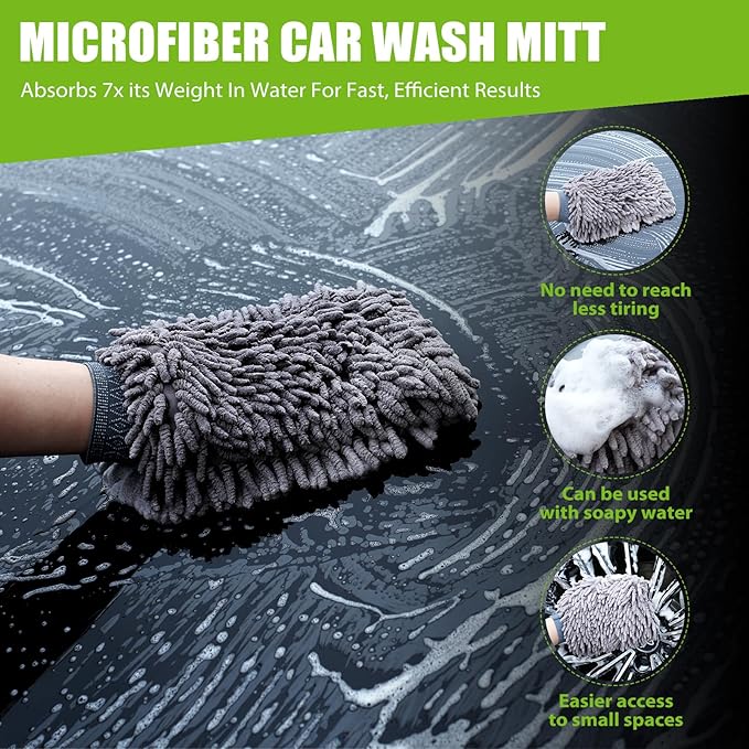 TTRCB Car Wash Kit, Car Cleaning Kit, 2PCS Car Drying Towel (36" x 24"), Car Wash Mitt, Microfiber Towels for Cars, Ultra-Absorbent, Streak Free, Car Detailing Accessories Supplies for SUV, RV, Trucks