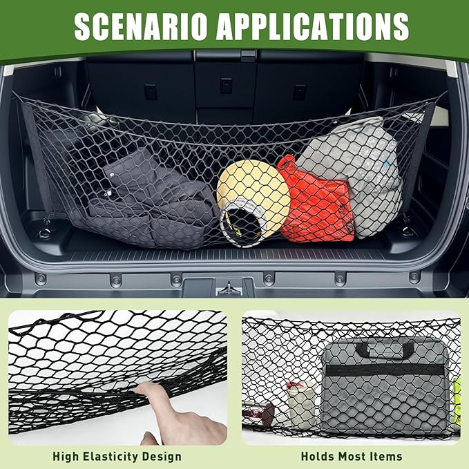 Trunk Cargo Net for 2010-2024 Toyota 4Runner 2 Row Model Only, Trunk Organizer Net Anti-Slip Rear Mesh Cargo Netting for 4 Runner SUV Accessories(Envelope Style)