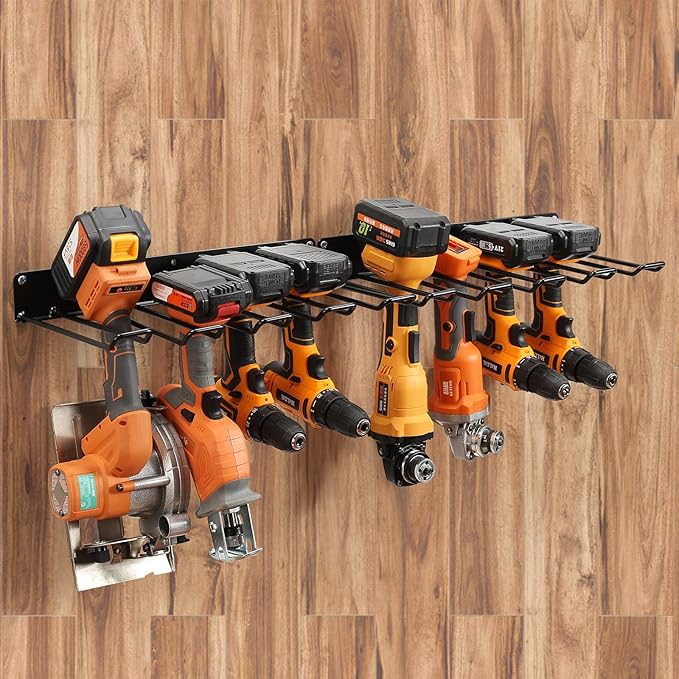 UU-Major Drill Holder Wall Mount,Power Tool Organizer,Heavy Duty Garage Tool Organizers and Storage,2 Pack Power Tool Storgae Racks Set Solid Metal Black…
