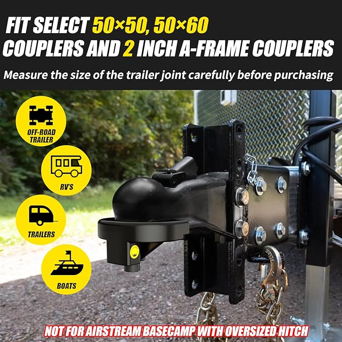 Trailer Hitch Lock, Heavy Duty Anti-Theft Trailer Tongue Lock for 2 Inch Couplers, Reinforced Solid Steel Tow Hitch Coupler Locks Set for RV, Camper, Boat, Caravan