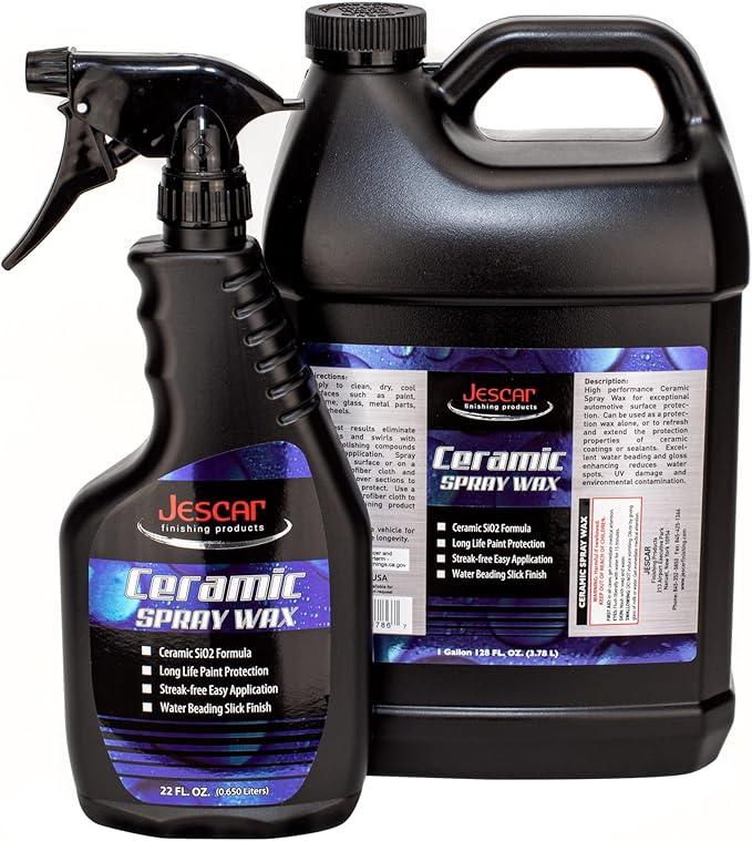 Jescar Ceramic Spray Wax - 22oz | High-Gloss Shine, Long-Lasting Protection, Easy Application, Hydrophobic coating for Cars, Motorcycle, RV's, Streak Free Finish.