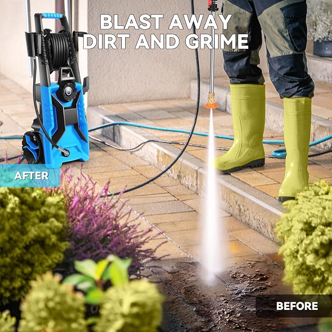 5000PSI Pressure Washer Adjustable Pressure,Power Washer with Foam Cannon,4 Nozzles,33FT Hose and 500ml Soap Bottle for Home/Cars/Driveways/Patios/Fences