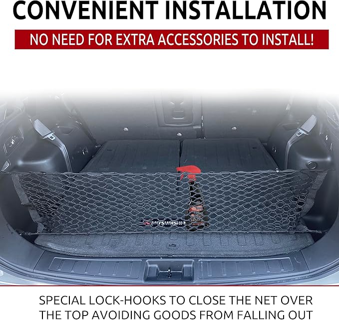 Envelope Style Automotive Elastic Trunk Mesh Cargo Net for Mitsubishi Outlander 2022-2024 - Premium Trunk Organizer and Storage - Luggage Net for Crossover - Best Car Organizer