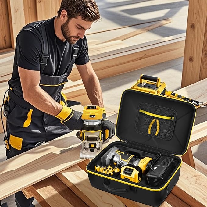 PAIYULE Case for DEWALT 20V Max XR Cordless Router- DCW600B for MtiolHig for Makita Woodworking Tools with Strap, Compact Router Accessories Storage Bag for Battery, Charger, Bits (Box Only)
