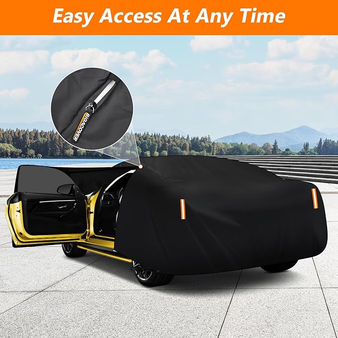 Car Cover for Oldsmobile Cutlass 1966-1980/1988, Waterproof 420D Oxford Cloth and Cotton Cover Outdoor Full Car Covers with Zipper Windproof Heavy Duty All Weather Protection