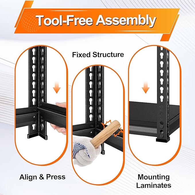 Garage Shelving for Storage and Organizer - 48''W 1,410Lbs Heavy Duty Metal Utility Shelves - Adjustable Freestanding Rack Units for kitchen Pantry Basement - 3 Tier Black 48"W x 16"D x 39"H