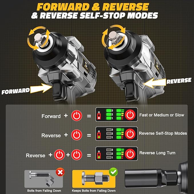 Cordless Impact Wrench 1/2 inch Compatible with Dewalt Battery, 1000FT-LBS (1360N.m) Brushless Electric Impact Gun Includes LED Work Light, 2100RPM High Torque Impact Driver, Bare Tool Only