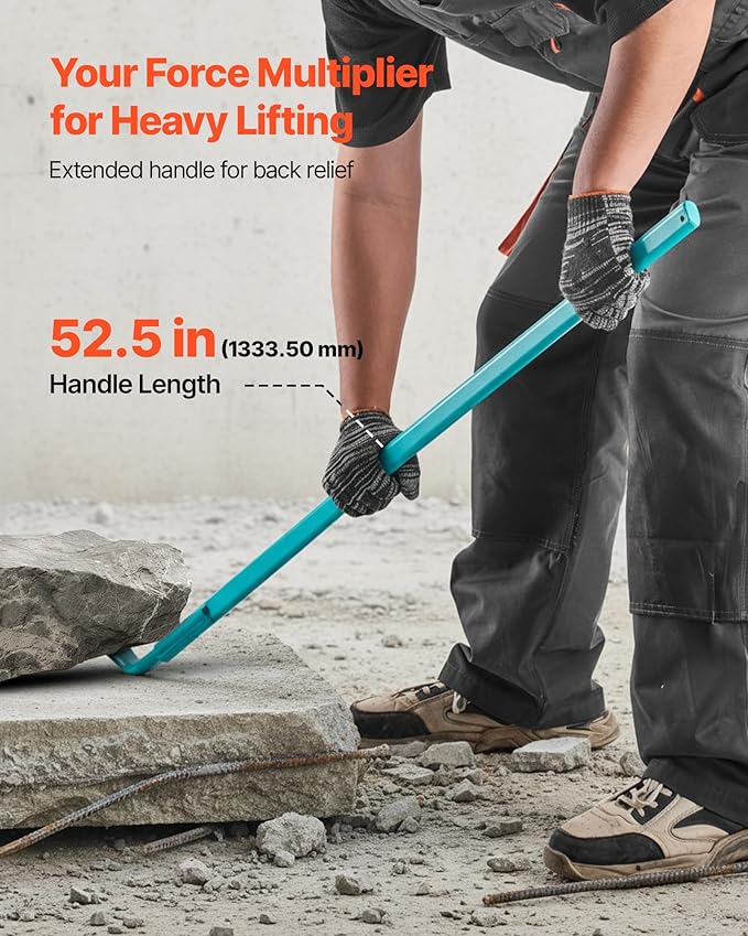 VEVOR Open Angle Monster Pry Bar, 52.5 Inch Carbon Steel Handle, 2000lbs Prying Capacity, Pry Lever Bar, Crowbar for Concrete, Demolition, Crowbaring, Ideal for Construction & Industrial Use