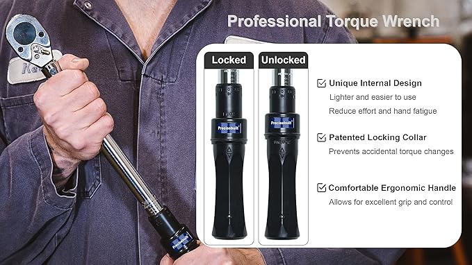 3/8" Drive 10-100 ft-lb (16.9-138.9 Nm) Dual-Direction Click Professional Torque Wrench