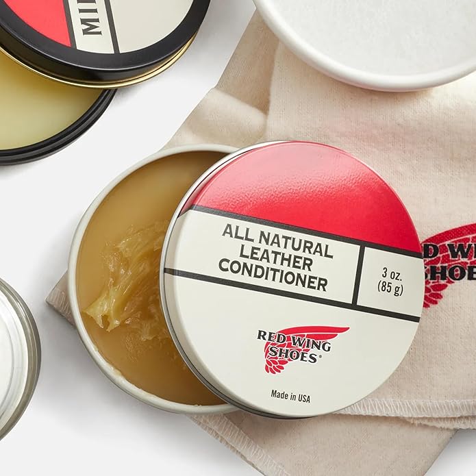 Red Wing Shoes All Natural Leather Conditioner, Made in USA, Pine Pitch, Mink Oil, Beeswax Blend, 3 oz