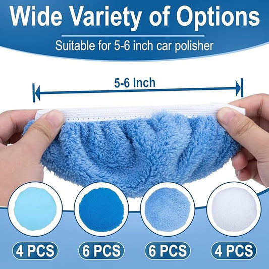 20PCS Car Orbital Buffer Polisher Pad Bonnet Set, 5-6 Inch Polishing Buffing Pads Bonnet Buffing Pad Cover, Microfiber Buffer Pads, Polisher Pads, Car Accessories for Polishing, Waxing and Cleaning