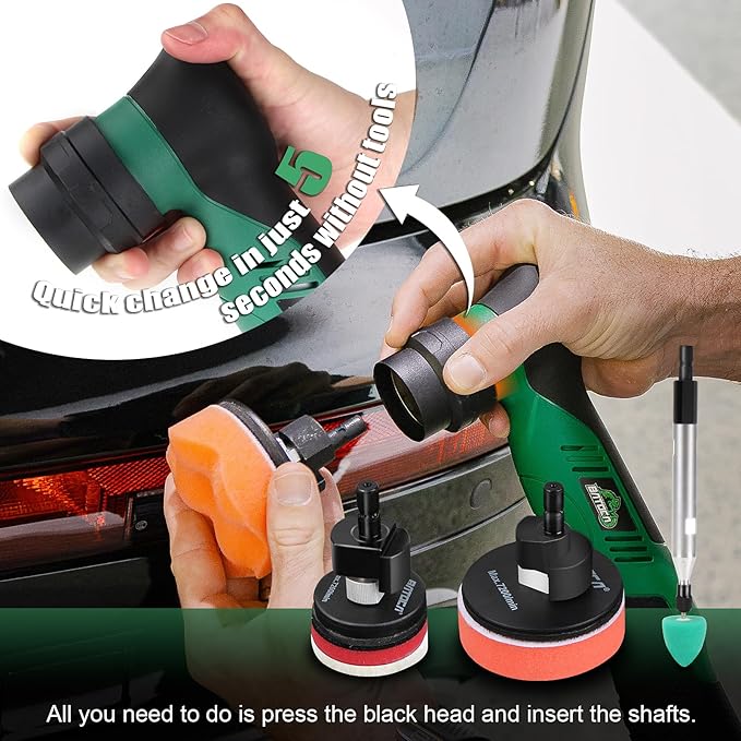 BATOCA S5 Cordless Car Buffer Polisher Sander Dual Action & Rotary Polishing Machine 1/2/3 Inch Polishing Pads for Car Detailing,6 Variable Speeds 2000-5500RPM,Mini Polisher for Car Motorcycle Polish