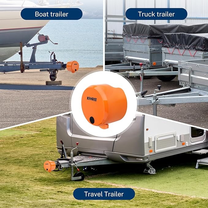Kohree Trailer Coupler Lock, Heavy Duty Hitch Lock Fits 2-5/16", 2" Couplers, RV Trailer Lock, Durable Steel Tongue Lock with Keys, Orange