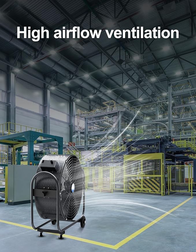 iLIVING 24" BLDC Air Circulator High Velocity Floor Fan, 115V, 265W, Grey (ILG8M24-70EC)