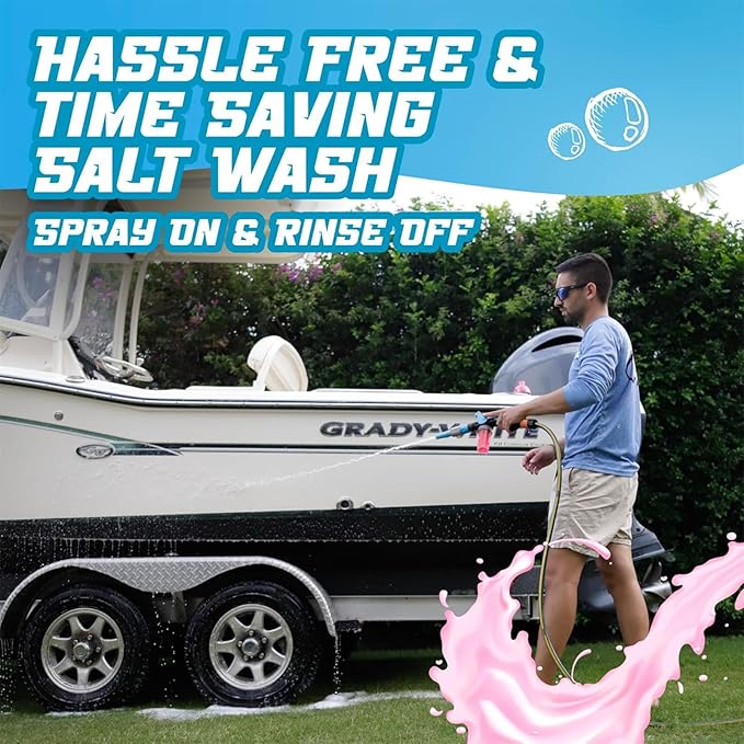 Salty Captain Foaming Salt Remover Wash - Clean & Remove Salt Off Boats & Cars, Prevent Saltwater Corrosion on Marine JetSkis, Trailers, Eco-Friendly Salt Neutralizer Boat Cleaner