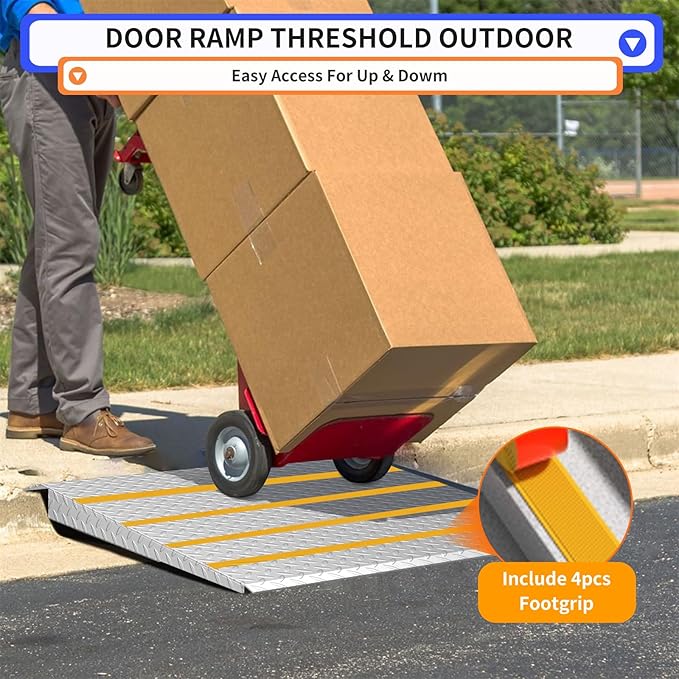 Door Threshold ramp, Door ramp for 2in to 8in Rise, Heavy Duty Front Door ramp for Elderly wheelchairs/Walkers/Scooters(33.5" L*31.7" W, Alloy Iron, 32LBs, Max 800LBs)