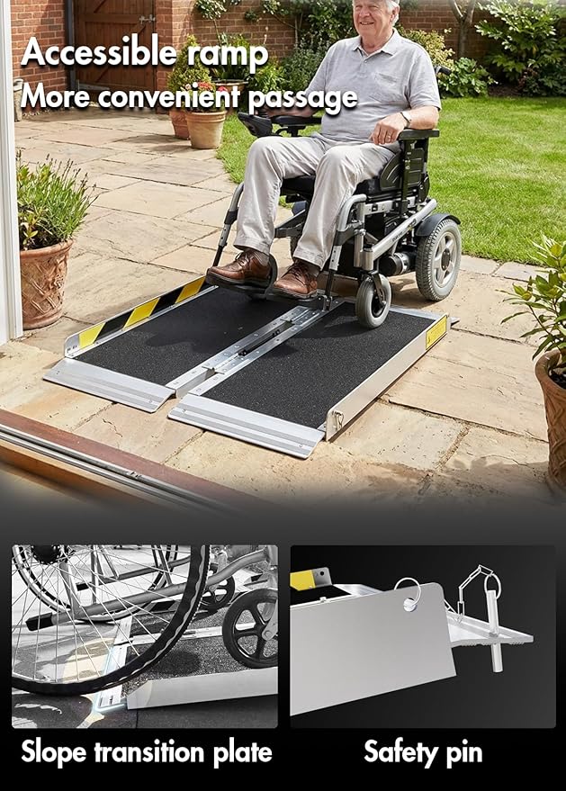 Portable Wheelchair ramp 3FT,Non-Slip Aluminum Threshold ramps for Home Steps,Folding Handicap Ramp,ramps for Home,doorways,Stairs,Weight Capacity up to 800LBS 3FT (Usable Height 3-9 inch)