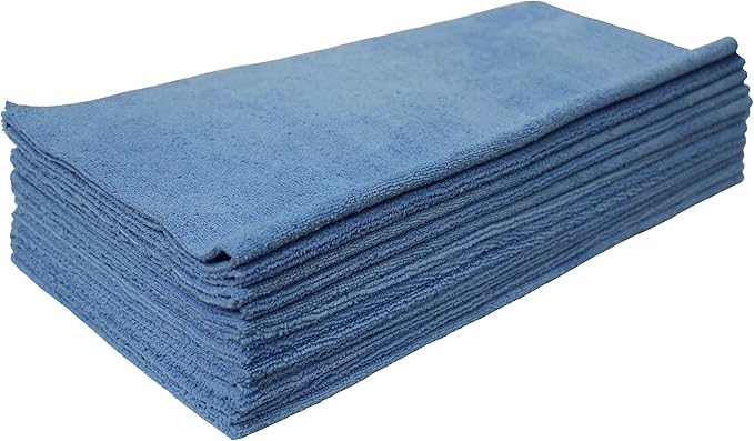 Detailer's Preference Premium Edgeless Microfiber Towels, 350 GSM, Ultra Soft, Lint-Free, Streak-Free, Scratch-Free, Highly Absorbent, for Auto, Home, and Detailing,16x16, 12-Pack, Light Blue