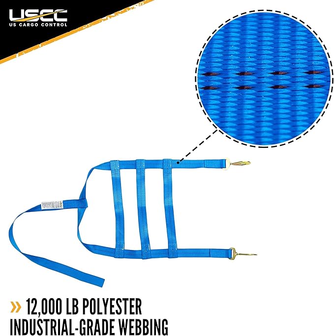 US Cargo Control Large Tow Dolly Basket Straps with Snap Hooks (4 Pack), for Wheel Tire Sizes 17 Inches or Larger, 3,333 Pound Working Load Limit