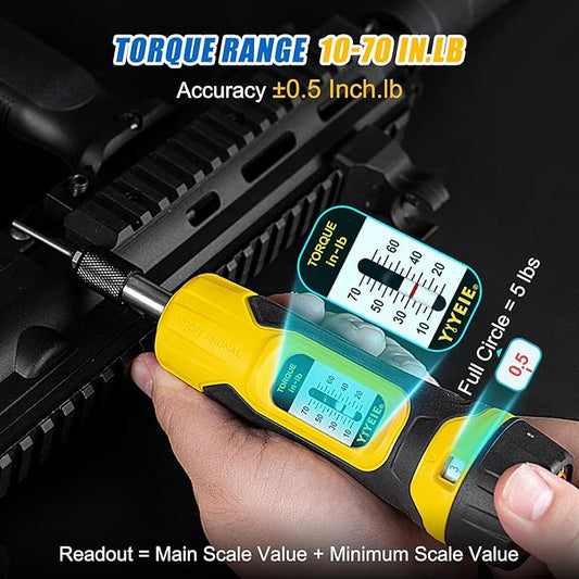 60Pcs Torque Screwdriver Wrench Set, 10-70 IN.LB, Inch Pound Torque Screwdriver Electrician with S2 Bits, 1/4 Inch Drive, 0.5 In-lbs Adjustable, Small Torque Wrench Tool Kit for Bike, Mounting