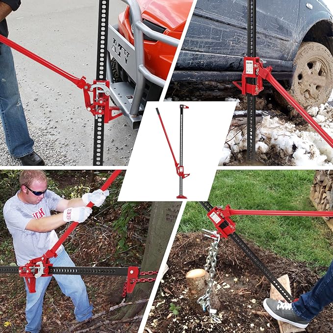GarveeTech 3 T Farm Jack, 48 in Utility Farm Jack, 6600 LBS Capacity Ratcheting Off Road Utility Jack, Heavy-Duty Farm Jacks Foratv, Utv, SUV, Tractor, Truck, Universal Jacks