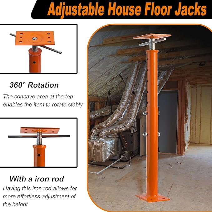 House Floor Jacks, 19"-38" Heavy Duty Screw House Jack, Basement Floor Jacks Post Pole House Jacks for Lifting & Leveling, Telescoping Support Jacks for Beam Repair and Crawl Space Shoring