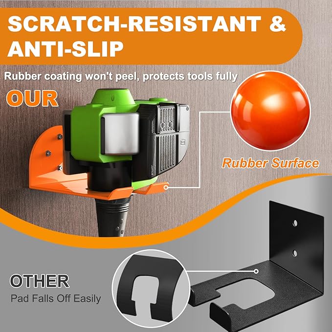 Weedeater Hanger, Heavy Duty Weed Eater Hanger Wall Mount, Garden Power Tool Holder with Rubber Coating for Grass Trimmer, Hedge Trimmer, Leaf Blower, Garage Organizer, 1 Pack