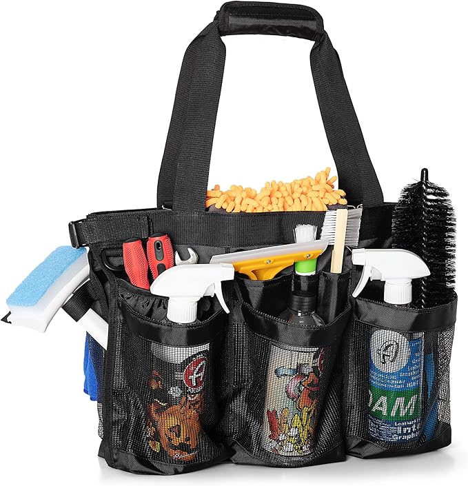 5 Gallon Bucket Organizer with Anti-fall Hooks & Buckle, Car Wash Bucket Caddy with Mesh Pockets, 5 Gallon Cleaning Tools Bag for Home, Auto, Garden & Fishing