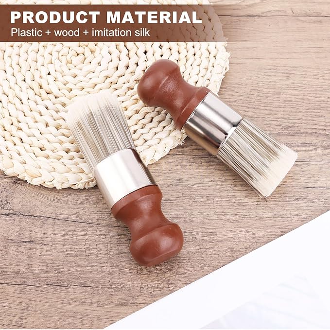 2pcs Salve Brush for Furniture, Leather Salve & Brush Set Soft Nylon Bristles Wood Handle for Leather Furniture Car Seats Jackets Shoes
