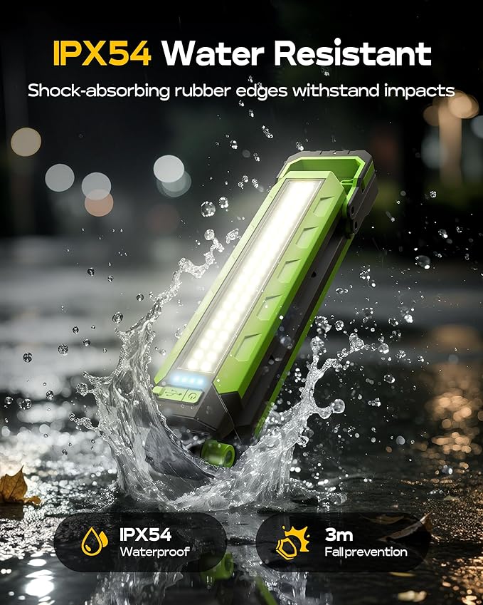 Work Light - 5200mAH Foldable Magnetic Under Hood Working Light with Hooks, Portable Magnetic Rechargeable Cordless 3300LM Job Site Lighting for Mechanic/Car Repairing/Garage