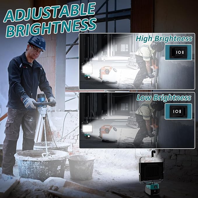 T-SUN 100W LED Work Light, Cordless Portable Light for 20V Max Battery(Not Included), Work Light with USB & Type C Charging Port, for Jobsites, Workshops, Emergency, Outdoor