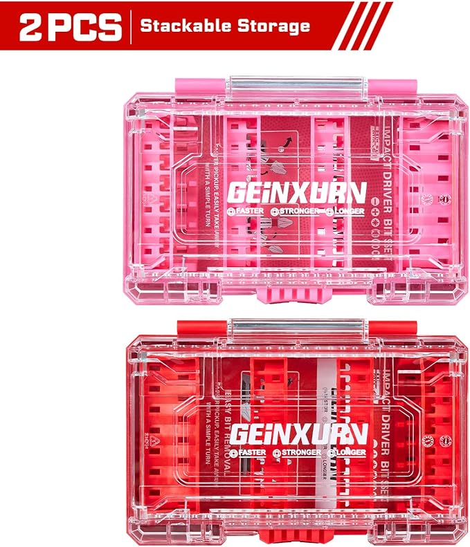 Geinxurn 2Pcs Storage Box Case, small parts box with detachable divider, Screwdriver Bit Set Box
