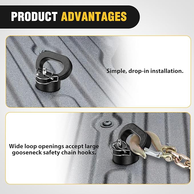 Nilight 60618 Puck System Gooseneck Hitch Ball Kit, Compatible with 2013-2025 Dodge RAM 2500 3500, 2-5/16 Inch Gooseneck Ball for Truck Bed with 2 Safety Chain Anchors w/Storage Box