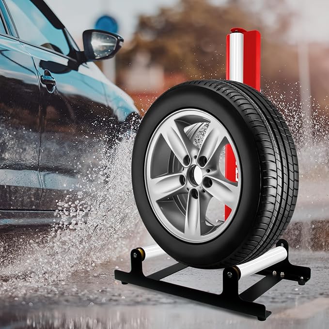 360° Rolling Wheel Detailing Stand, Heavy Duty Wheel Cleaning Stand for Wheel Tire Rim Cleaning Ceramic Coating, Red