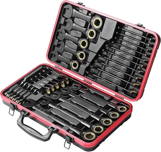 STARWORK TRUE MECHANIC™ 30-Piece 2-IN-1 Ratcheting Wrench Set, 120-Tooth, SAE&Metric, Gift Series with Black case, Professional