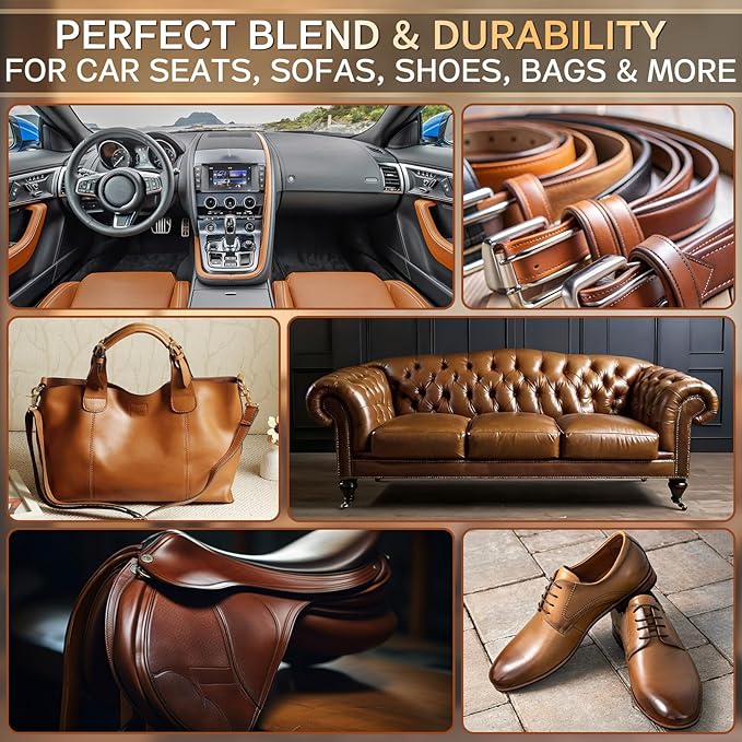 Brown Leather Repair Kit for Furniture, Leather Couch Repair Kit for Furniture, Sofa, Jacket, Purse – Super Easy Instructions to Fix Scratches, Tears, Holes, and Peeling