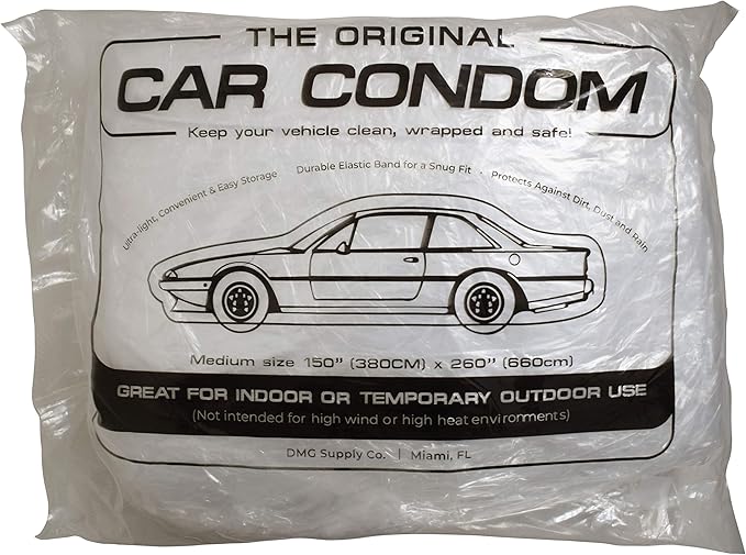 Car Condom 5 Pack Disposable Plastic Car Cover with Elastic Band Medium Size 21' x 12.5'