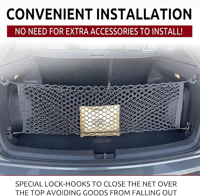 Envelope Style Trunk Mesh Cargo Net for Volkswagen Atlas Cross 2020-2025 - Car Accessories - Premium Trunk Organizers and Storage - Vehicle Carrier Organizer for Volkswagen Atlas Cross