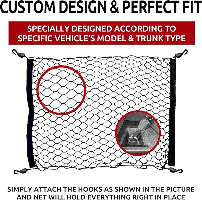 Floor Style Trunk Cargo Net Black for BMW X5 G05 2018-2026 - Car Accessories - Premium Trunk Organizers and Storage - Cargo Net for SUV - Vehicle Carrier Organizer for BMW X5 G05
