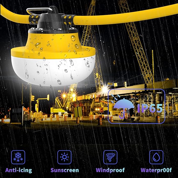 New 200FT Construction String Lights LED Industrial Grade Best for Construction Sites,Renovation, Walkways,Patio,Mine cave,Outdoor Lighting Solutions Use,Free for Climbing Hook 2Prong